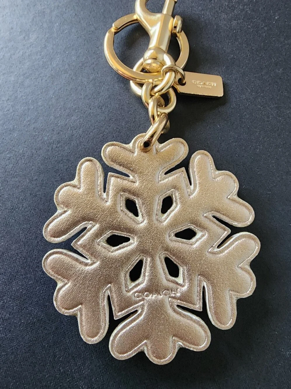 Coach Snowflake Bag Charm Keychain, Studded, Glitter & Metallic, EUC - Picture 4 of 7